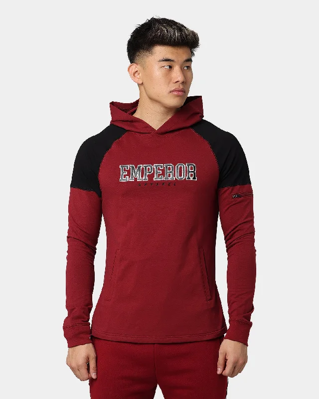 Emperor Apparel Athletic Hoodie Burgundy/Black Hoodie with V-Neck Classic Versatile