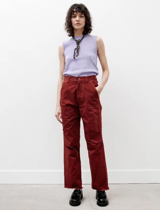 Worker Pants Heavy Twill Brick Red Formal Wide-Leg Pants