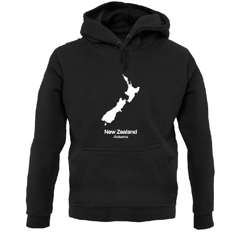 New Zealand Silhouette Unisex Hoodie Hoodie with Hem Frayed Vintage Worn