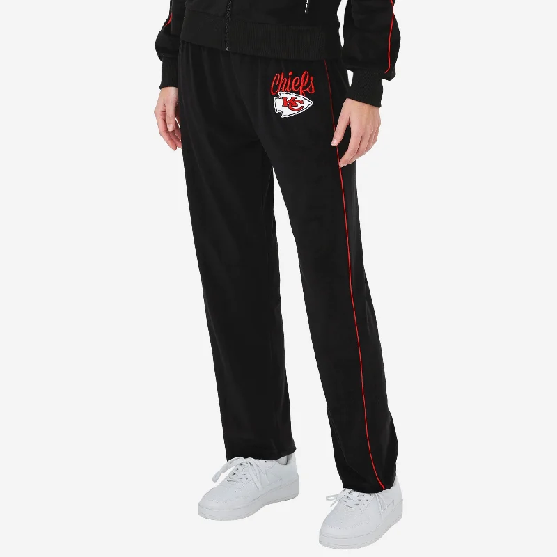 Kansas City Chiefs Womens Black Velour Pants Chic Slim Fit Pants