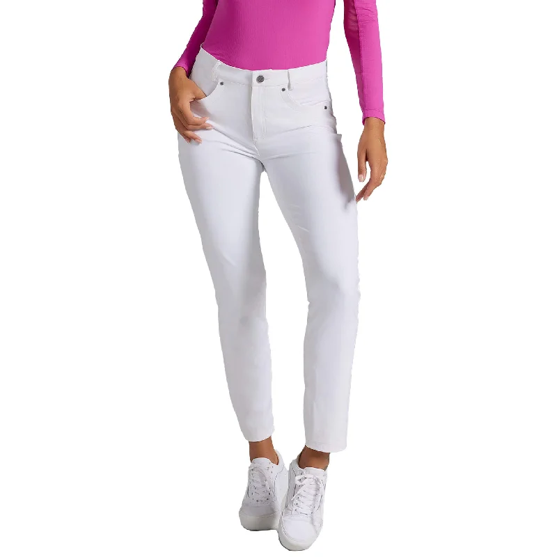 IBKUL Women's 28-Inch 5 Pocket Performance Pant - White Casual Yoga Pants