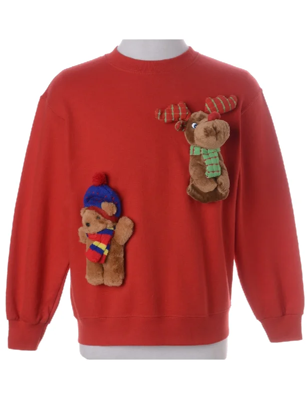 Label Novelty Christmas Sweatshirt Hoodie with Typography Text Message