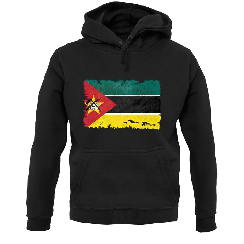Mozambique Grunge Style Flag Unisex Hoodie Hoodie with Front Slit Layering Stylish