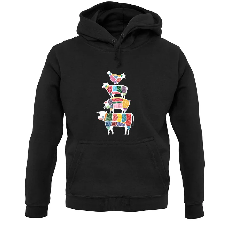 Meat Stack Diagram Unisex Hoodie Hoodie with Patch Decorative Personalized