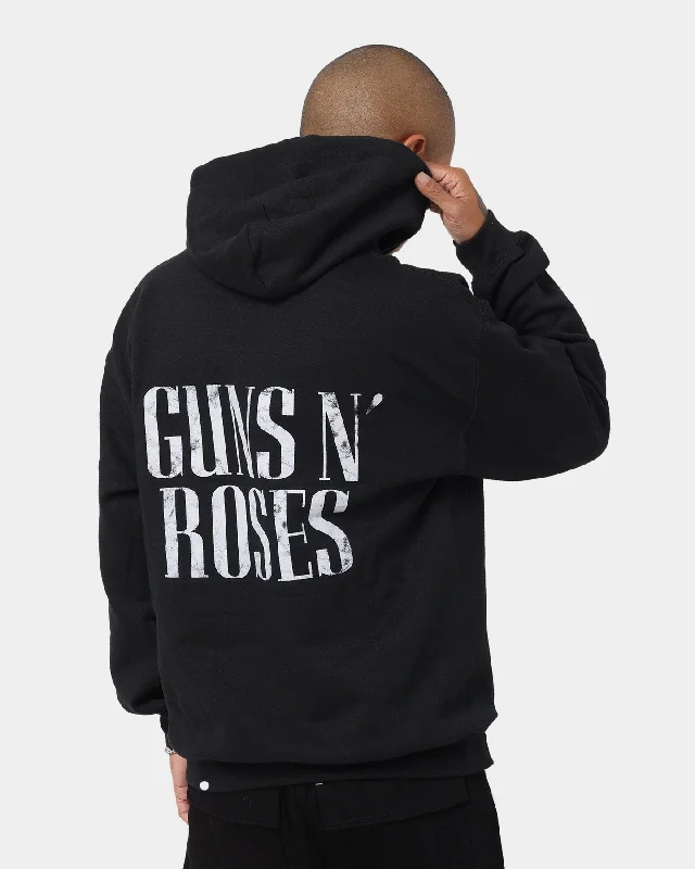 Guns N Roses Many Skull Hoodie Black Hoodie with Drawstring Waist Adjustable Fitted