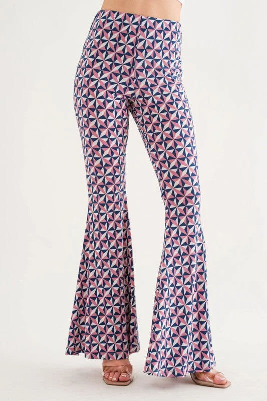 TEAL GEOMETRIC PRINT WIDE-LEG PANTS BT6605NPB Slim-Fit Leggings