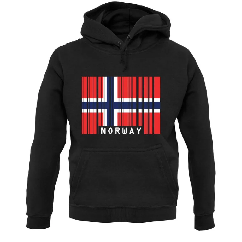 Norway Barcode Style Flag Unisex Hoodie Hoodie with Raw Hem Edgy Unfinished