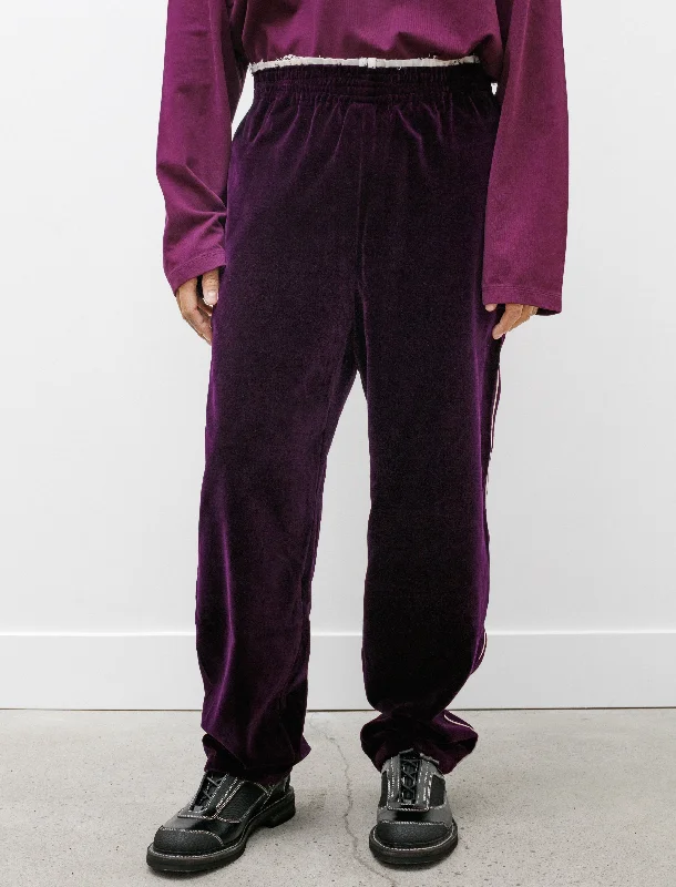 Sweat Pants Piping Velvet Purple Classic Bootcut Trousers