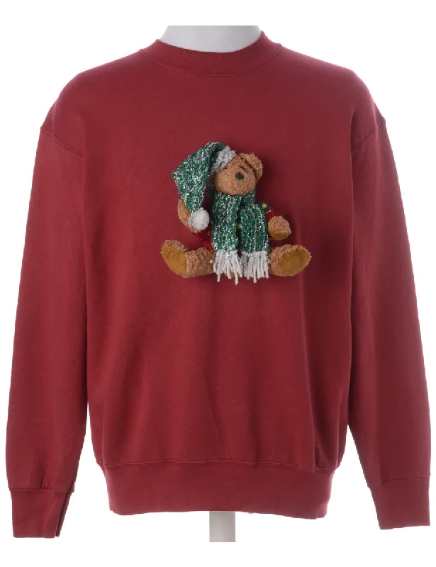 Label Novelty Christmas Sweatshirt Hoodie with Rhinestones Sparkly Elegant