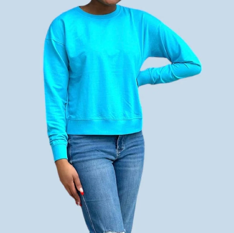 Islander Long Sleeves Sweatshirt In Lagoon Hoodie with Oversized Fit Loose Comfortable Islander Long Sleeves Sweatshirt In Lagoon Hoodie with Oversized Fit Loose Comfortable