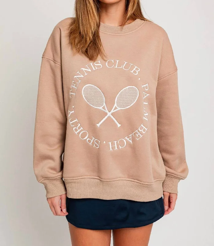 Palm Beach Tennis Club Sweatshirt In Tan Hoodie with Earth Tones Natural Calm