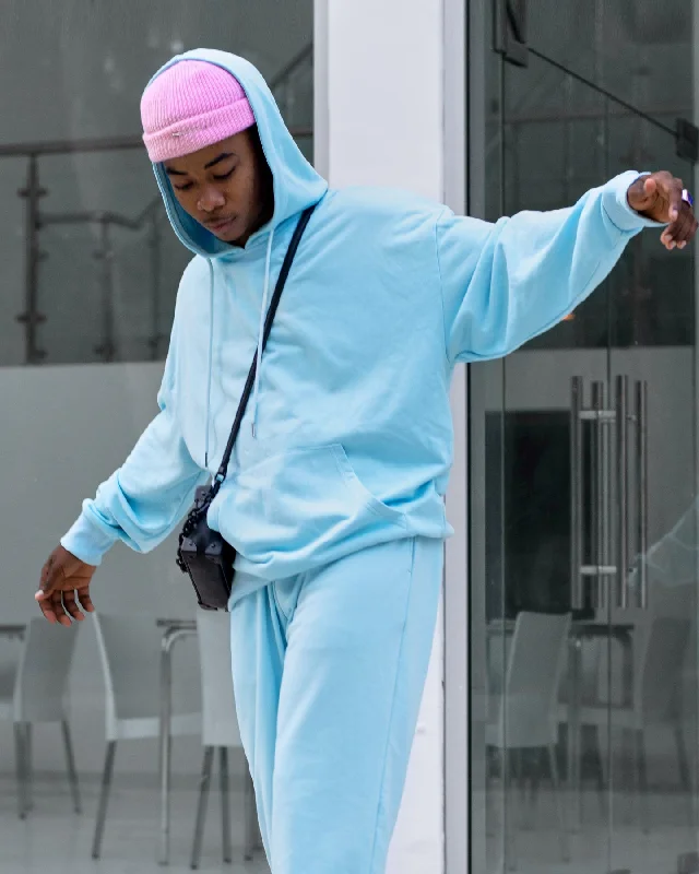 XXIII Oversized Hoodie Light Blue Hoodie with Raglan Sleeves Sporty Comfortable
