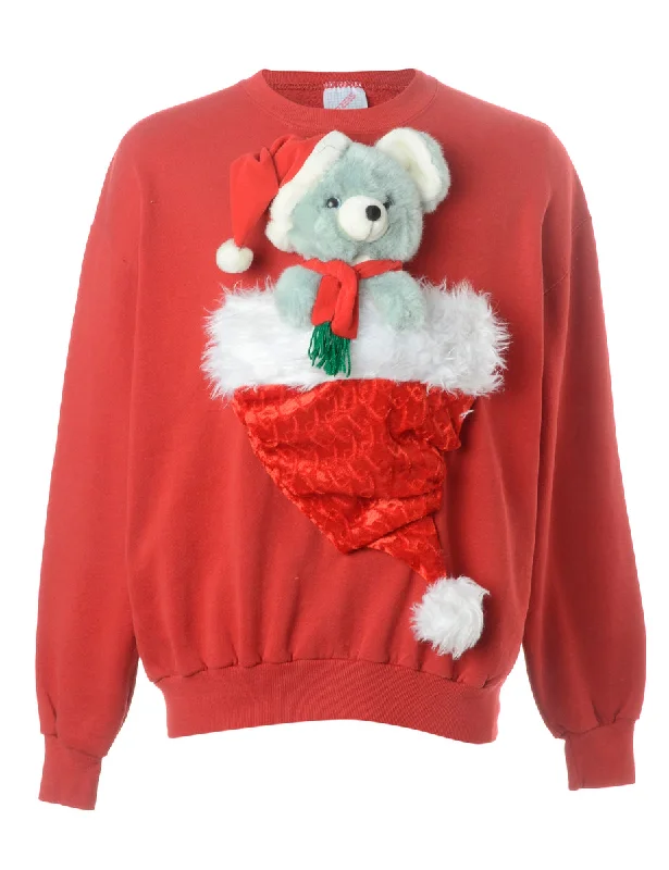 Label Novelty Christmas Sweatshirt Hoodie with Lace Feminine Delicate