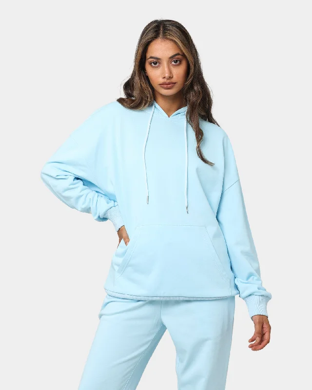 XXIII Oversized Hoodie Light Blue Hoodie with Ribbed Hem Stretchable Secure