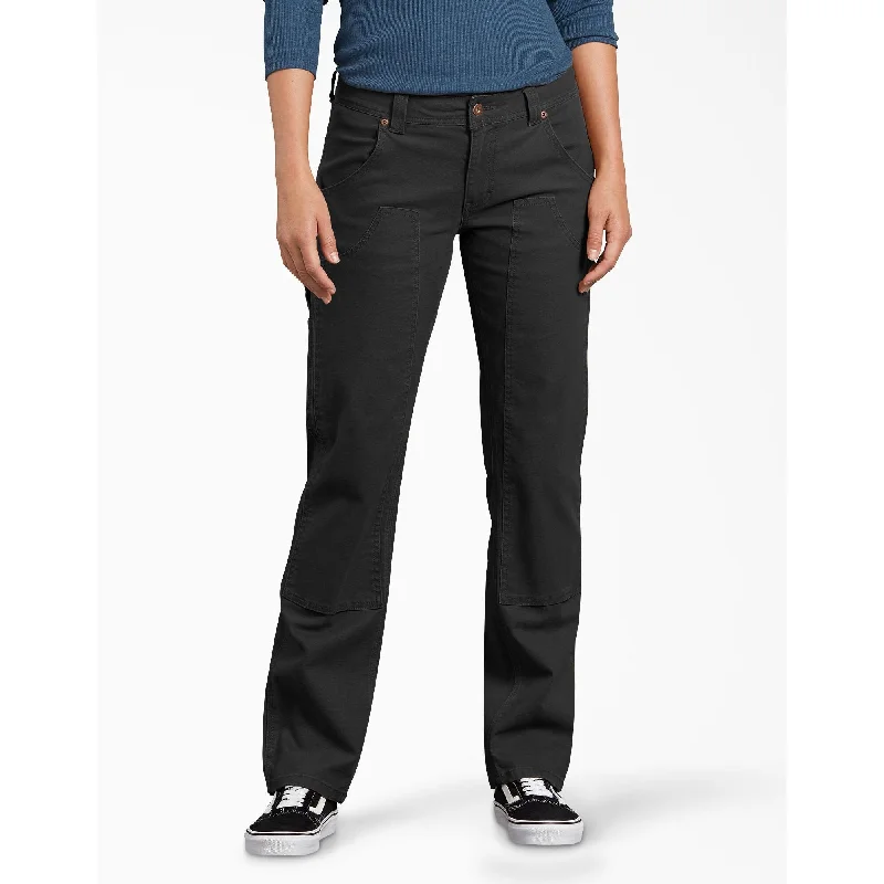 Dickies Women's Relaxed Straight Stretch Double-Front Carpenter Pant Sleek Black Pants