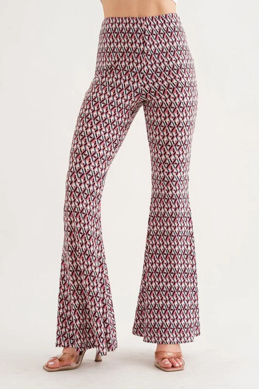 PINK GEOMETRIC PRINT WIDE-LEG PANTS BT6605NPA Classic Chino Pants