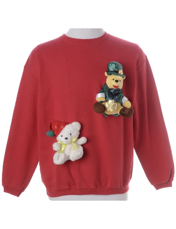 Label Novelty Christmas Sweatshirt Hoodie with Cuffed Sleeves Snug Secure
