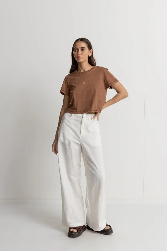 Rhythm "Bayside" Wide Leg Pant - White Relaxed Linen Pants