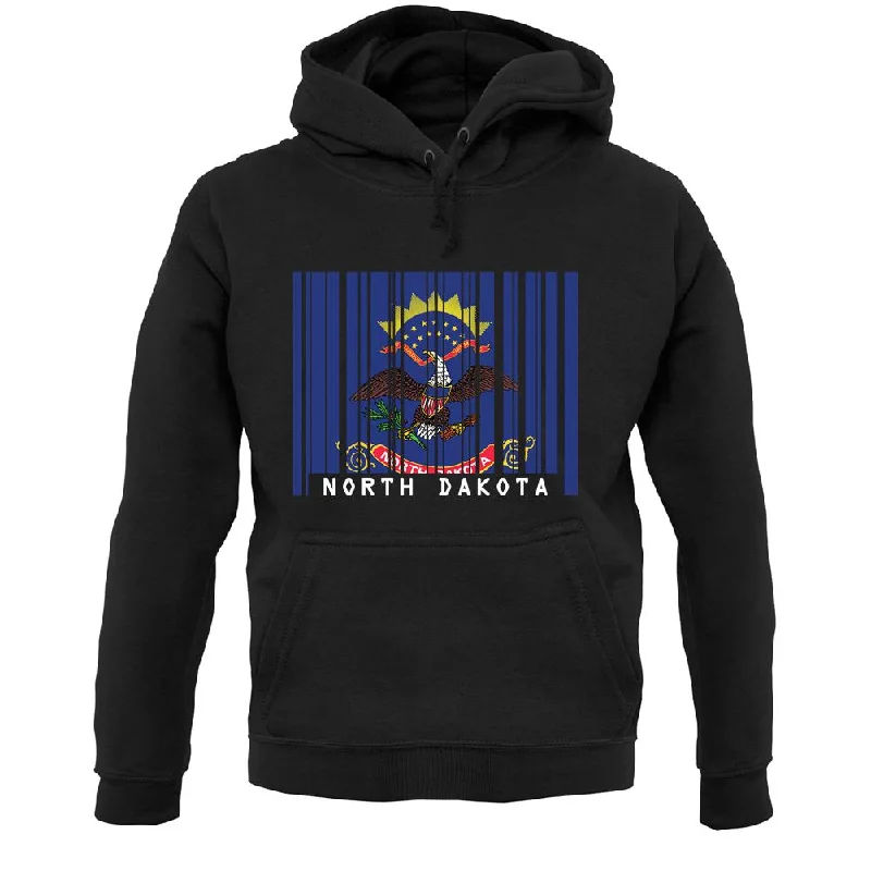 North Dakota  Barcode Style Flag Unisex Hoodie Hoodie with Cropped Fit Short Trendy