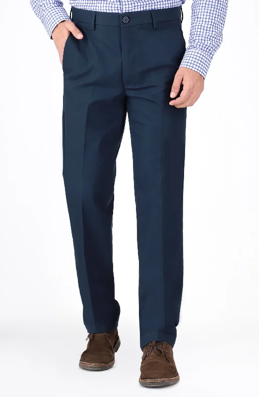 Wrinkle Free Pant - Navy Casual Plaid Pants