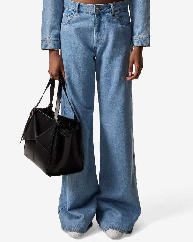 Wide Leg Denim Pants Trendy Tapered Pants