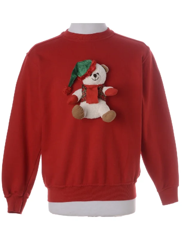 Label Novelty Christmas Sweatshirt Hoodie with Belted Waist Structured Tailored
