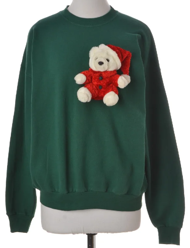Label Novelty Christmas Sweatshirt Hoodie with Hem Raw Edge Edgy Unfinished