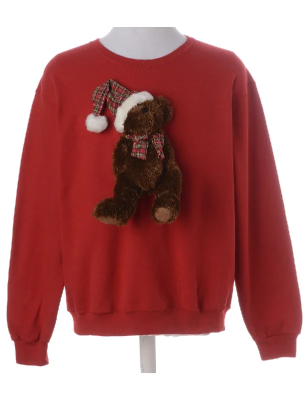 Label Novelty Christmas Sweatshirt Hoodie with Relaxed Fit Easy Casual