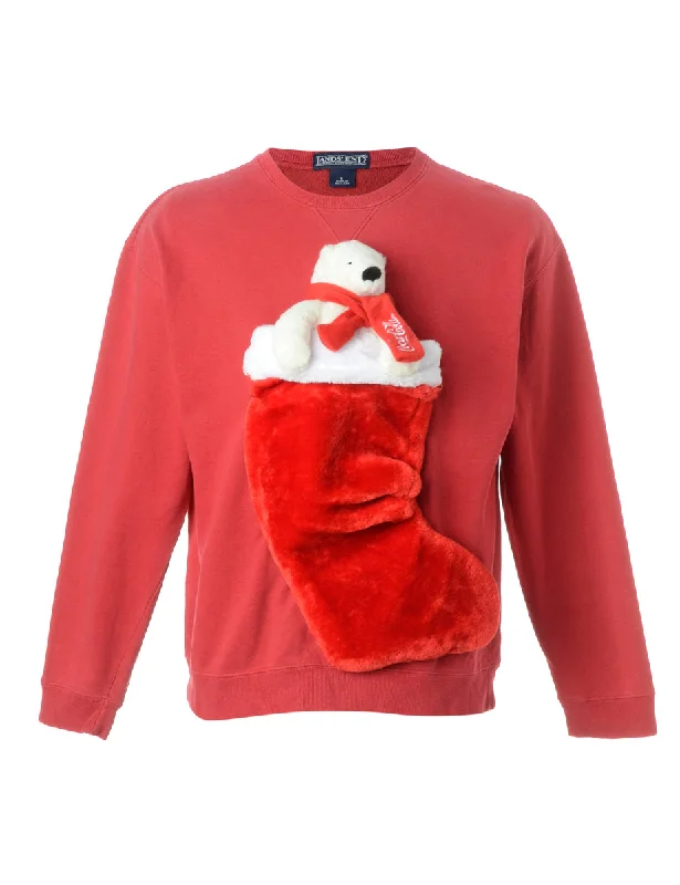 Label Novelty Christmas Sweatshirt Hoodie with Drawcord Adjustable Secure