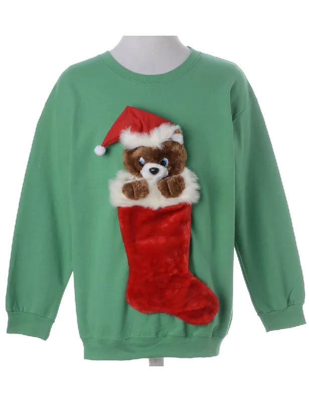 Label Novelty Christmas Sweatshirt Hoodie with Thumb Holes Functional Cozy