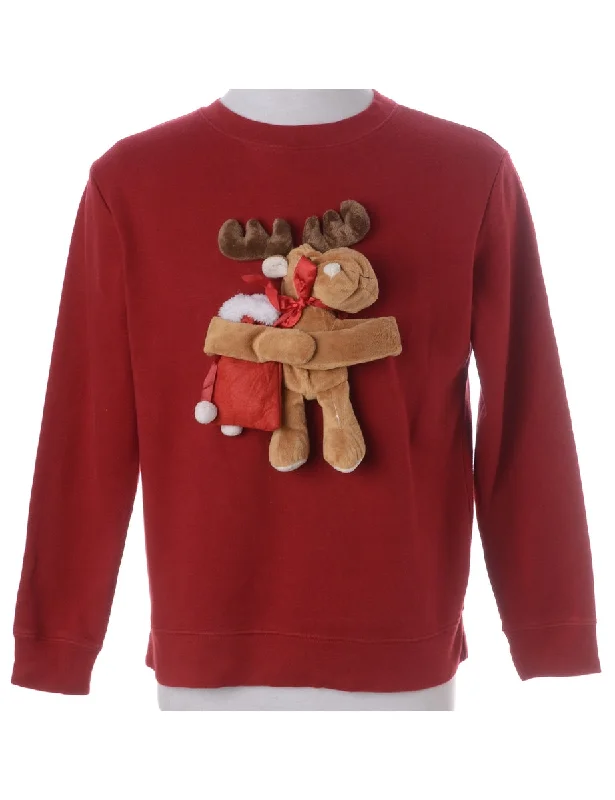 Label Novelty Christmas Sweatshirt Hoodie with Hem Elastic Stretchable Comfortable