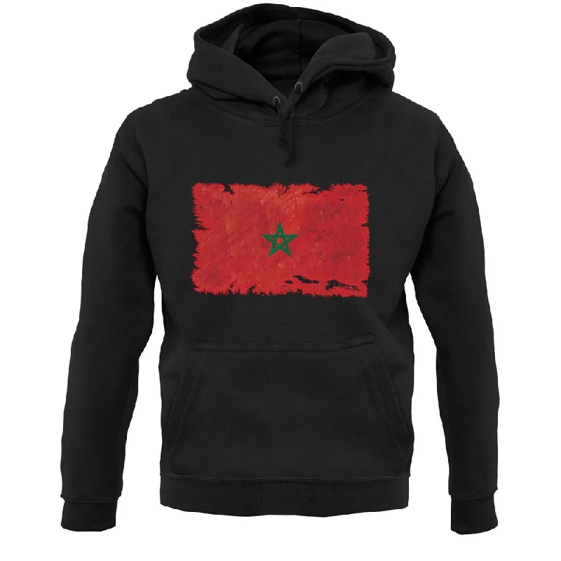 Morocco Grunge Style Flag Unisex Hoodie Hoodie with Drop Shoulder Relaxed Streetwear