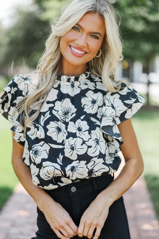 All Heart Black Floral Blouse Vintage Lace Blouse