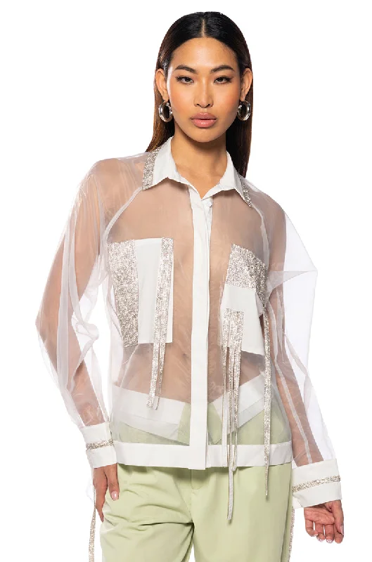 BUSINESS IN THE FRONT SHEER BLOUSE Boho Chic Blouse