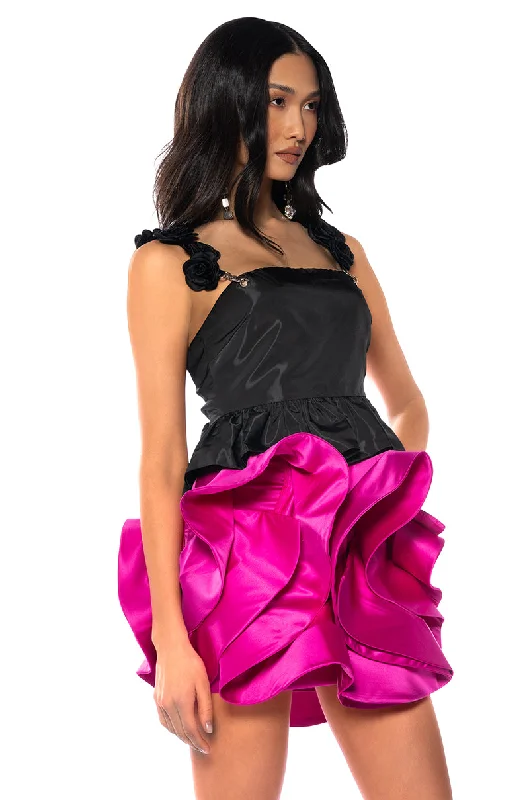 DARK ROSE SLEEVELESS PEPLUM BLOUSE Feminine Ruffle Blouse