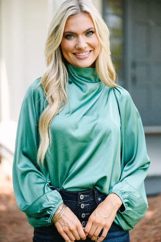 Embrace The Joy Dark Sage Satin Blouse Soft Satin Blouse