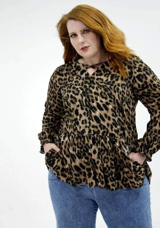 Isla Blouse // Leopard Mandarin Collar Blouse