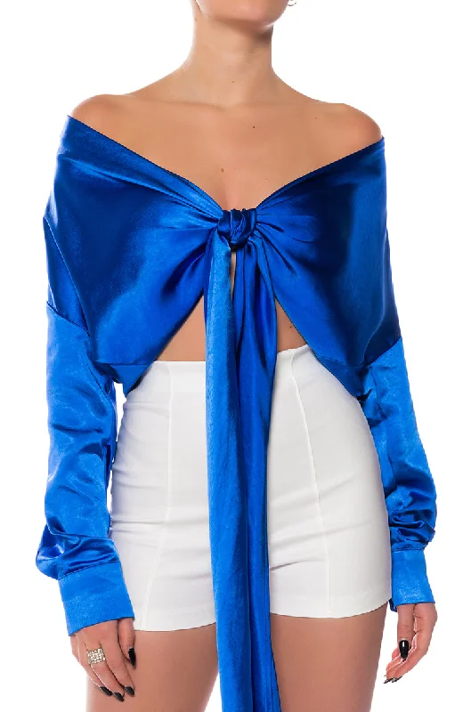 JAN TIE FRONT BLOUSE Ruched Sleeve Blouse