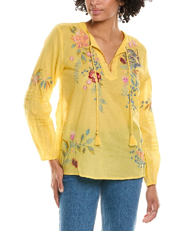 Johnny Was Indalo Blouse Sweetheart Neck Blouse