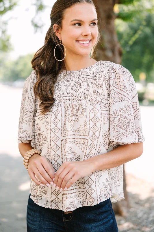 Miss You So Cream White Floral Blouse Embroidered Floral Blouse