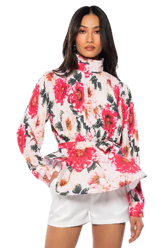 ON MY BEST BEHAVIOR FLORAL BLOUSE Floral Print Blouse