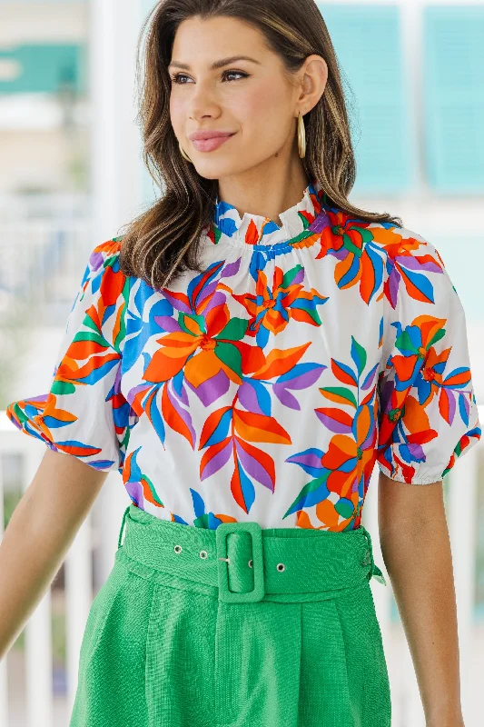 Remember The Day Ivory White Floral Blouse Polished Work Blouse