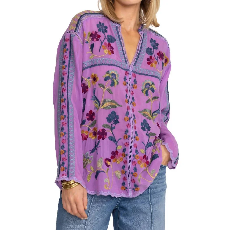 Vanessa Blouse In Purple Chic Wrap Blouse