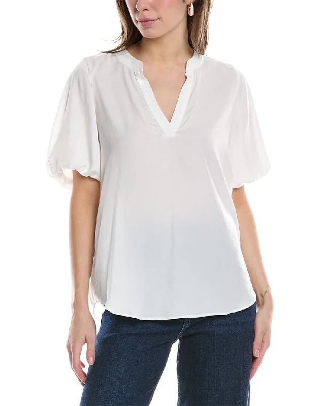 Vince Camuto Puff Sleeve Blouse Embroidered Cotton Blouse