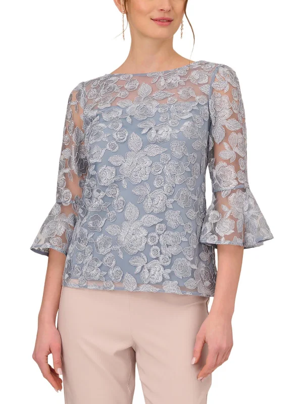 Womens Embroidered Blouse Lightweight Floral Blouse