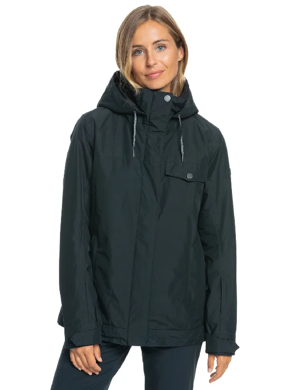 Billie Technical Snow Jacket - True Black Silk Blend Satin Velvet