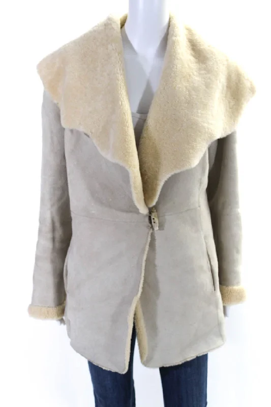 Blue Duck Womens Long Sleeve Fur  Lined Jacket Sheepskin Beige Chenille Fabric Brocade Fabric Lace Fabric