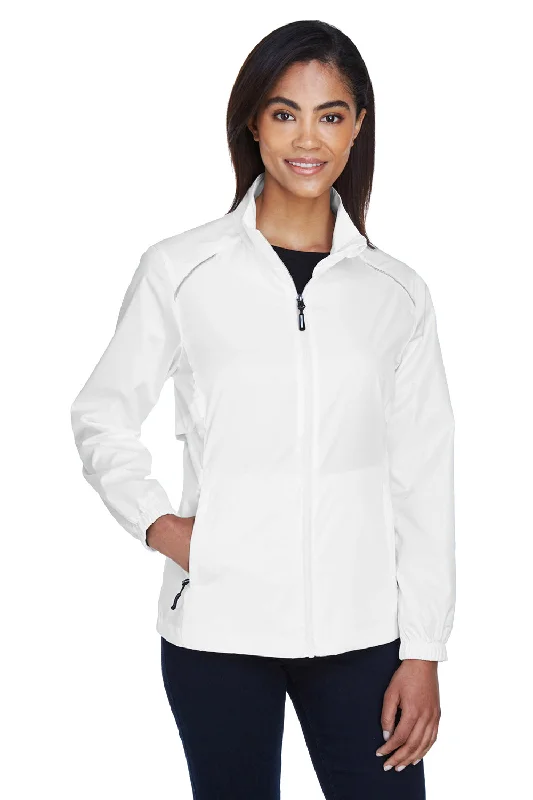 Core 365 Womens Motivate Water Resistant Full Zip Jacket - White Rayon Velvet Corduroy