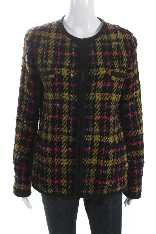 Etro Womens Tweed Plaid Jacket Multi Colored Cotton Blend Elegant Classic Vintage