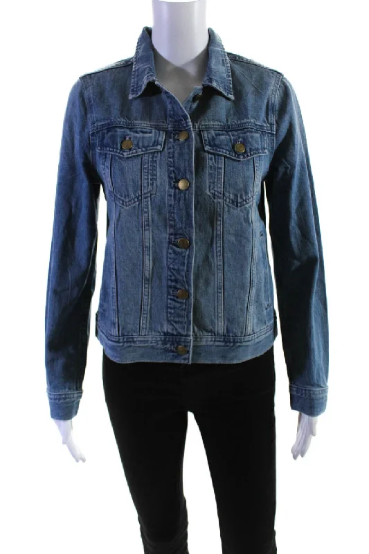 J Crew Womens Cotton Darted Light Wash Buttoned Collar Denim Jacket Blue Lace Blend Ribbed Blend Corduroy Blend